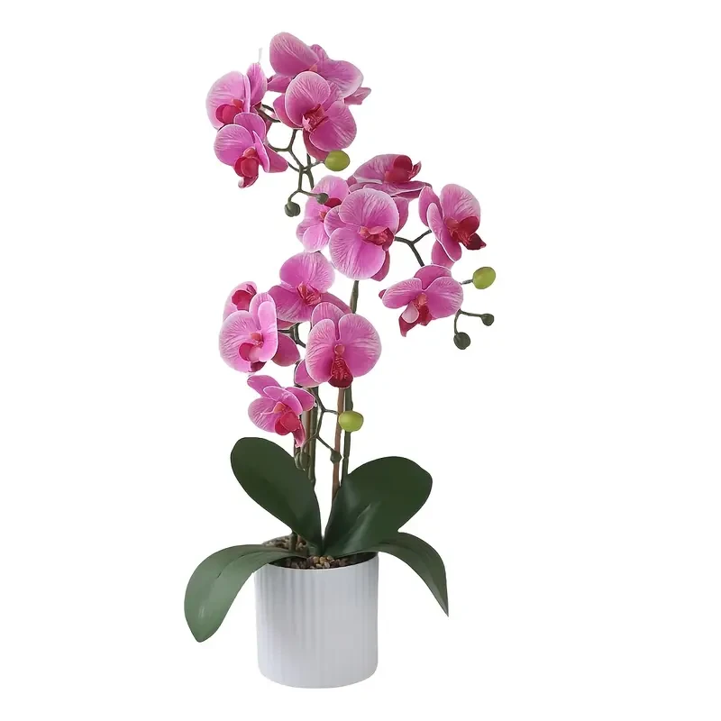Roze kunstorchidee in witte pot – 50 cm | Levensechte Phalaenopsis